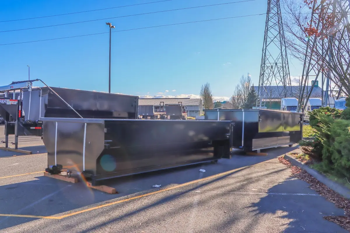 Roll-off dumpster ready for waste disposal at job site for Estate Cleanout Dumpster Rental in Fort Atkinson